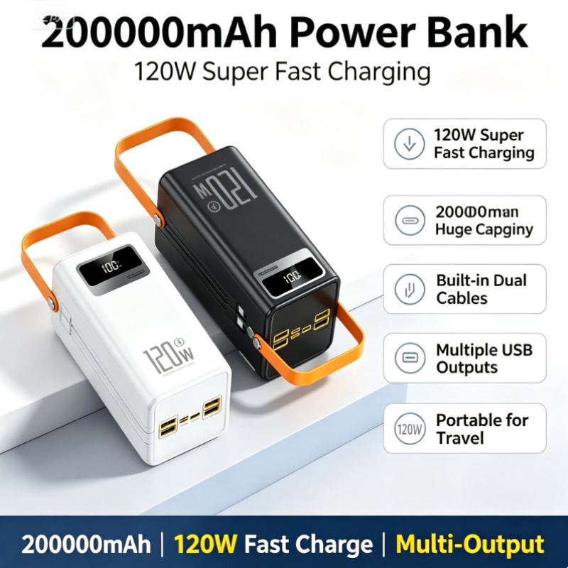 Outdoor Power Adapter Usb C - 120W 고속 충전 보조 배터리, 500000mAh