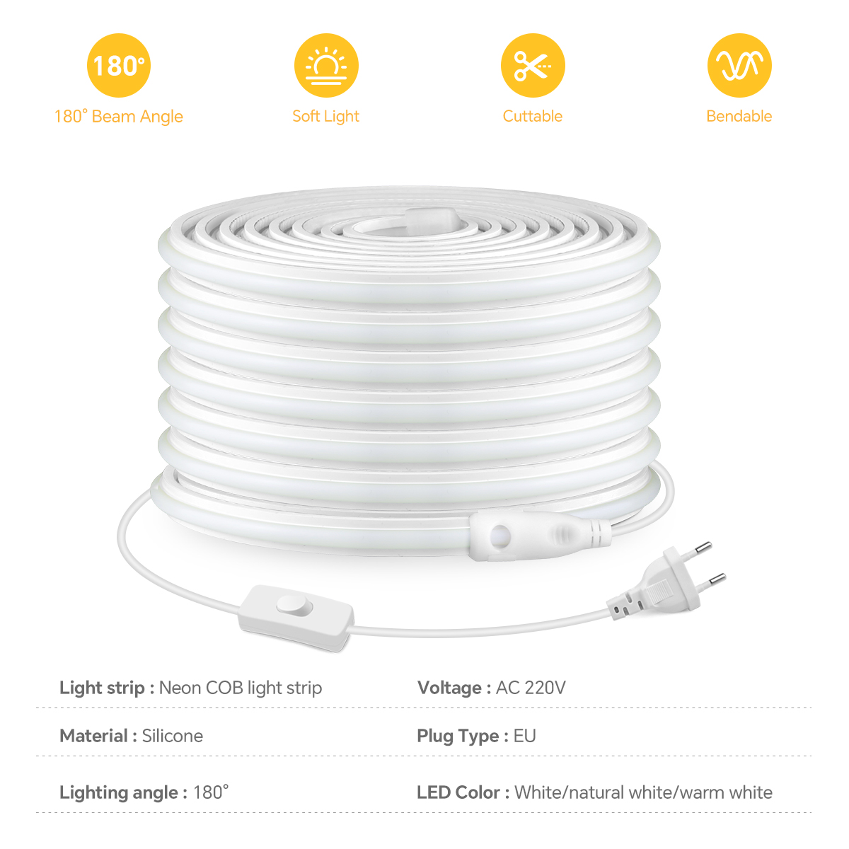 220V COB LED 스트립 고밀도 방수 COB LE - Outdoor Power Strip Weatherproof 리뷰 및 가격